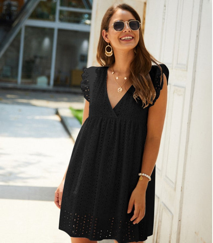 Lucienne™ | Broderie V-Neck Midi Dress