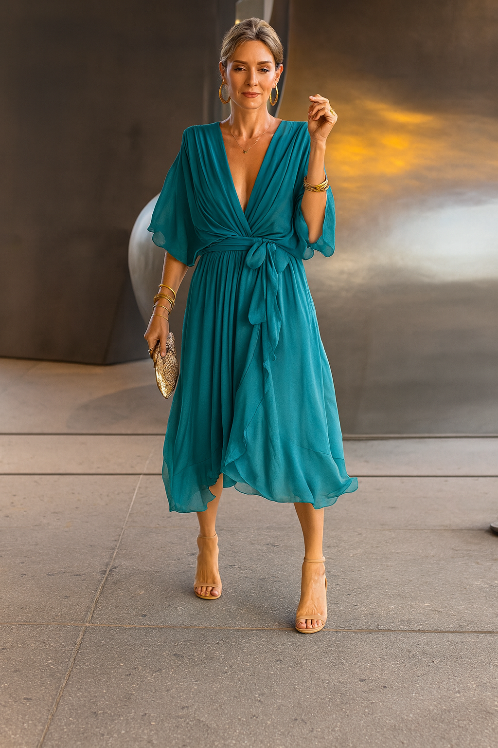 Monica™ | Chiffon V-neck Dress