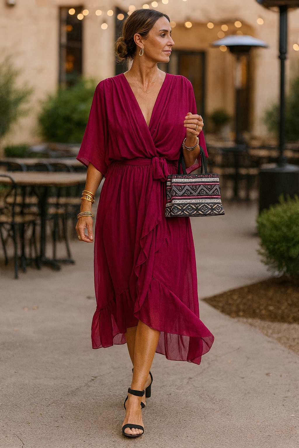 Monica™ | Chiffon V-neck Dress