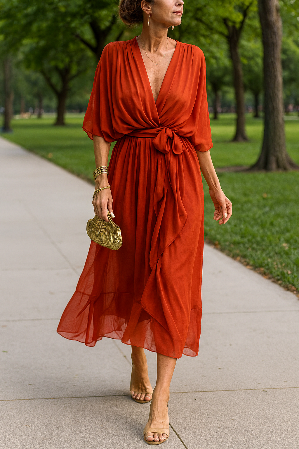 Monica™ | Chiffon V-neck Dress
