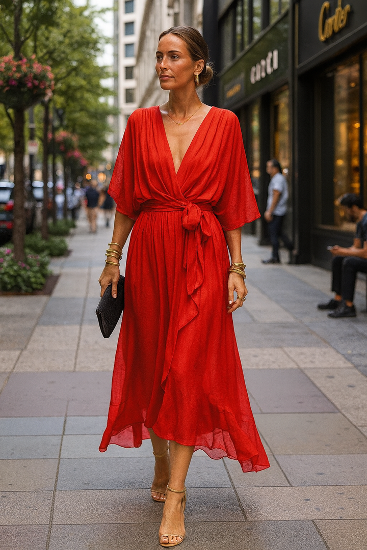 Monica™ | Chiffon V-neck Dress