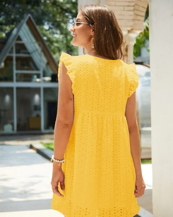 Lucienne™ | Broderie V-Neck Midi Dress