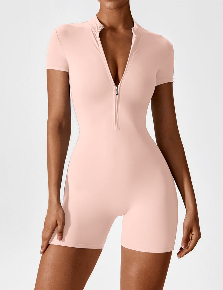SF Short Sleeve Zipper Romper