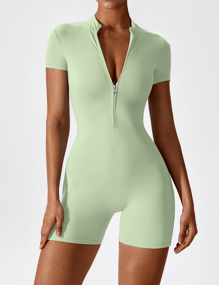 SF Short Sleeve Zipper Romper