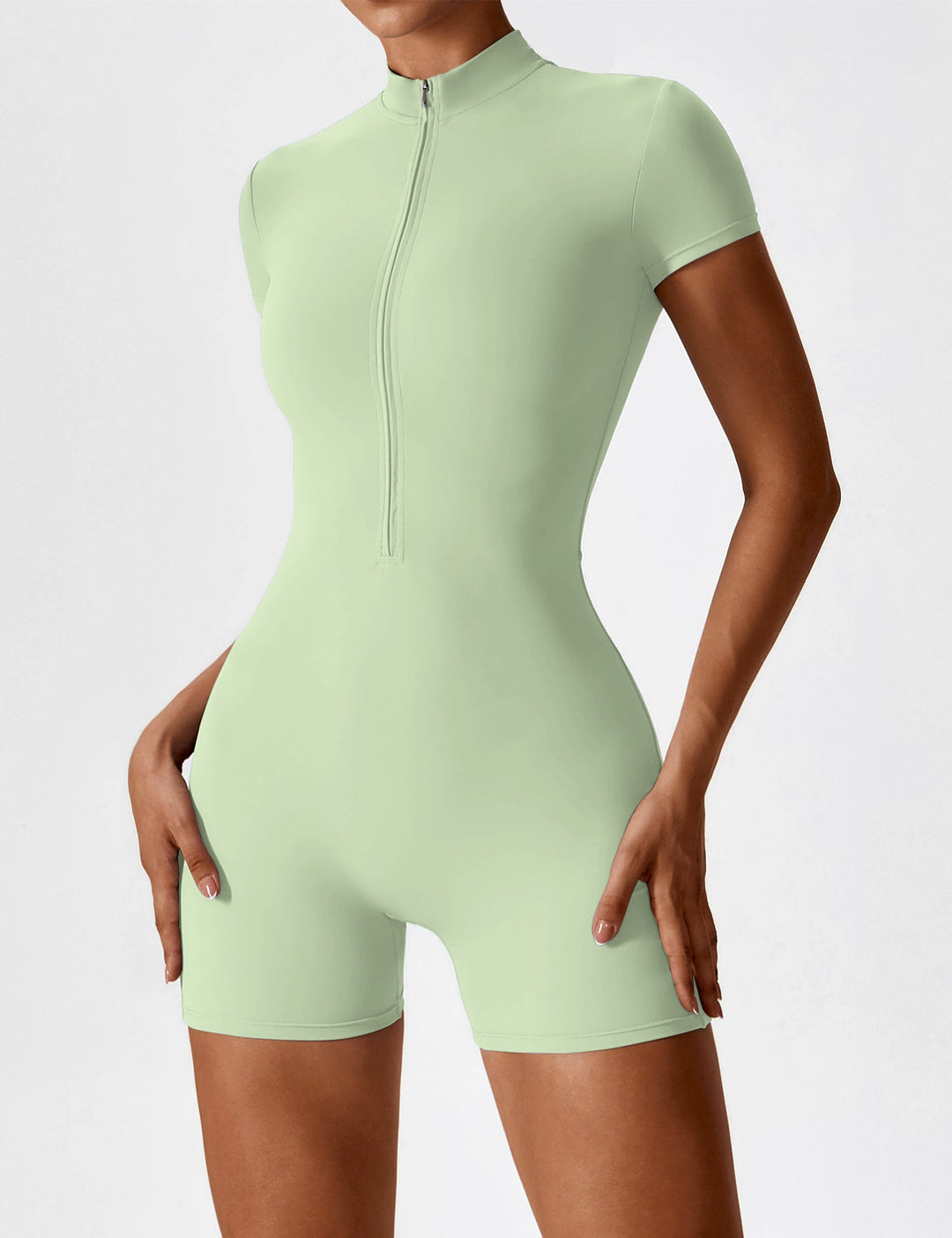 SF Short Sleeve Zipper Romper