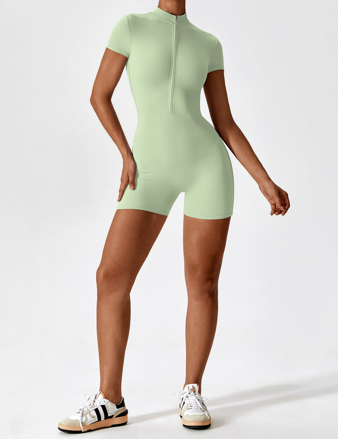 SF Short Sleeve Zipper Romper