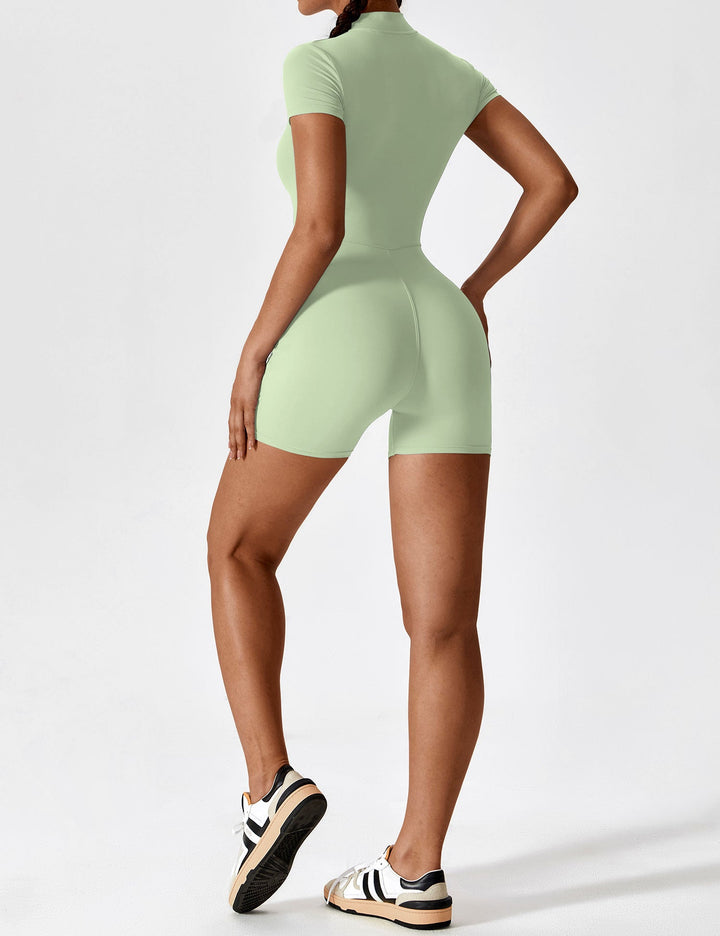 SF Short Sleeve Zipper Romper