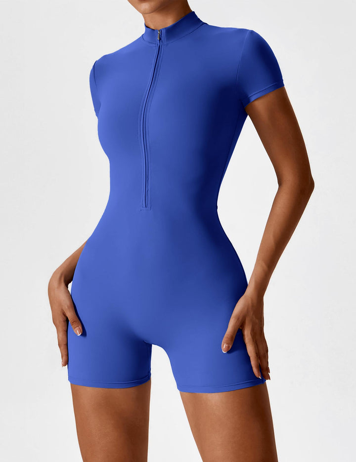 SF Short Sleeve Zipper Romper