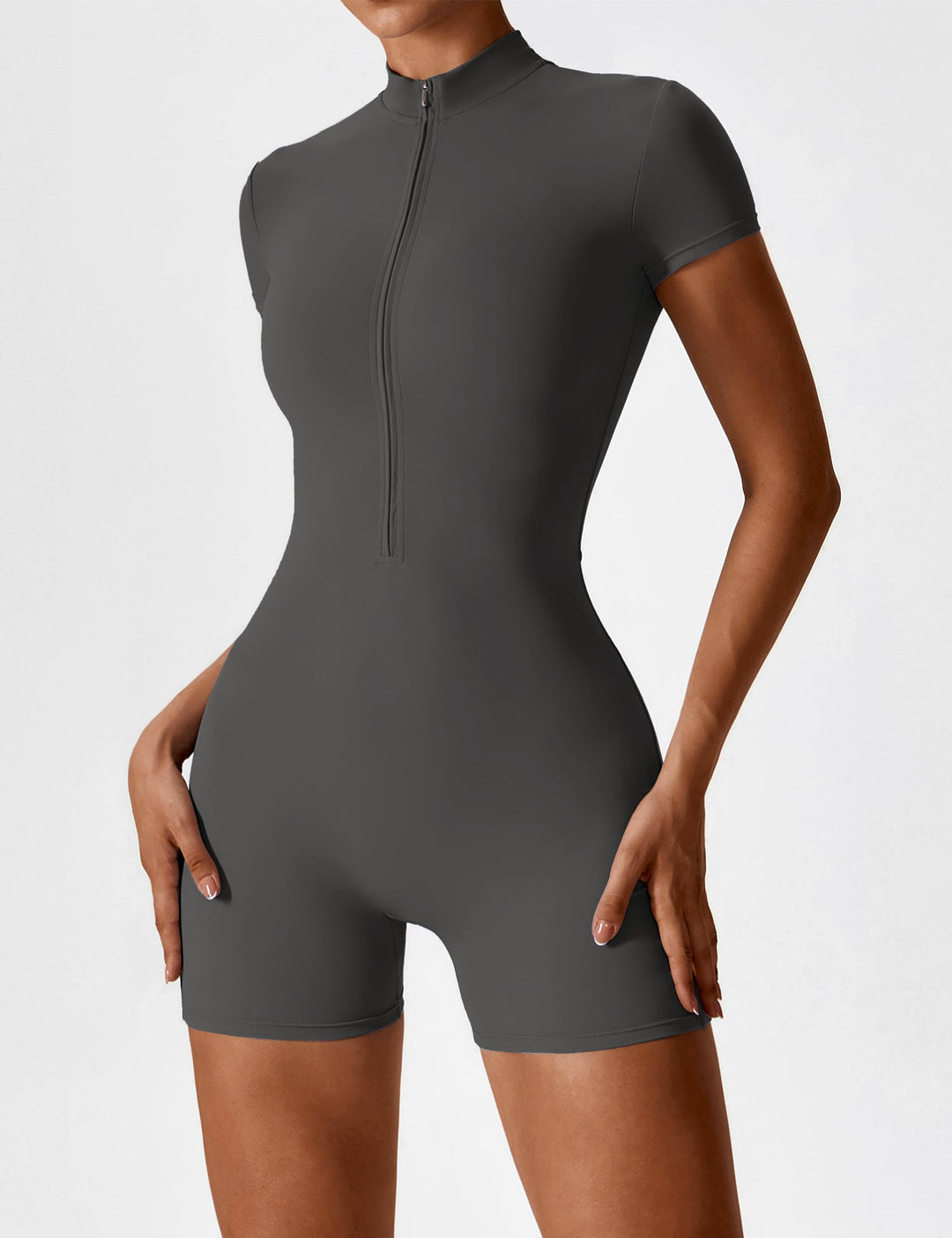 SF Short Sleeve Zipper Romper